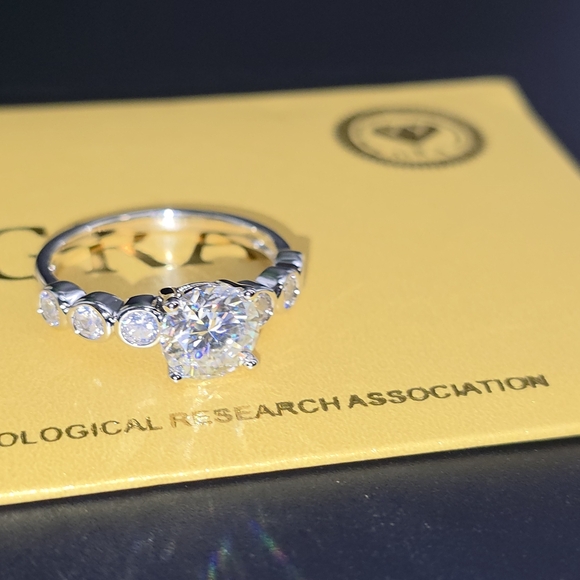 2 CTW Moissanite White Gold Filled Ring . - Picture 4 of 7